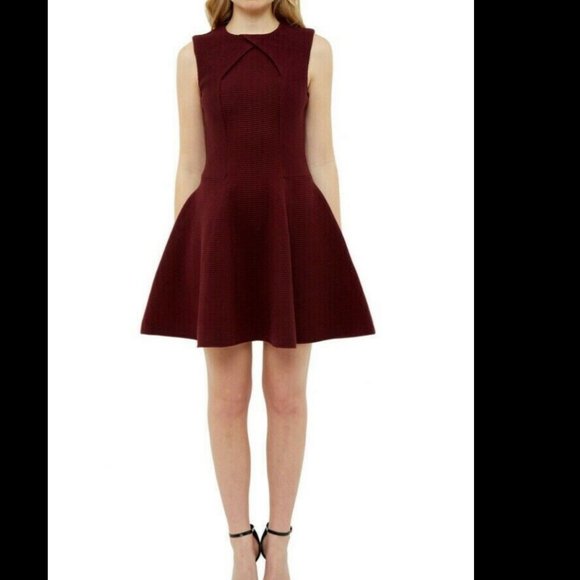 Ted Baker Azelia ALine Skater Maroon Burgundy Dress size 1 nwot - Picture 2 of 5